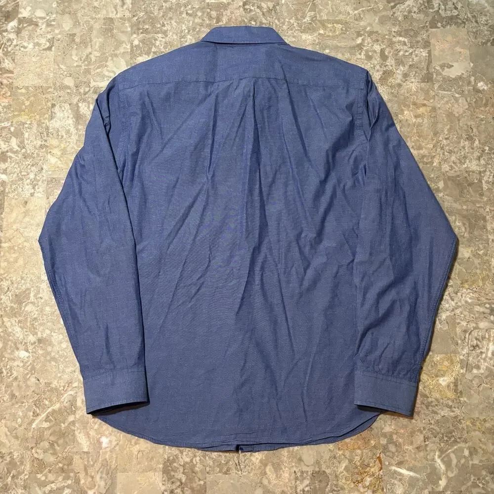 J Crew Shirt Mens Large Blue Sunwashed Oxford Woven Long Sleeve Button OCBD
